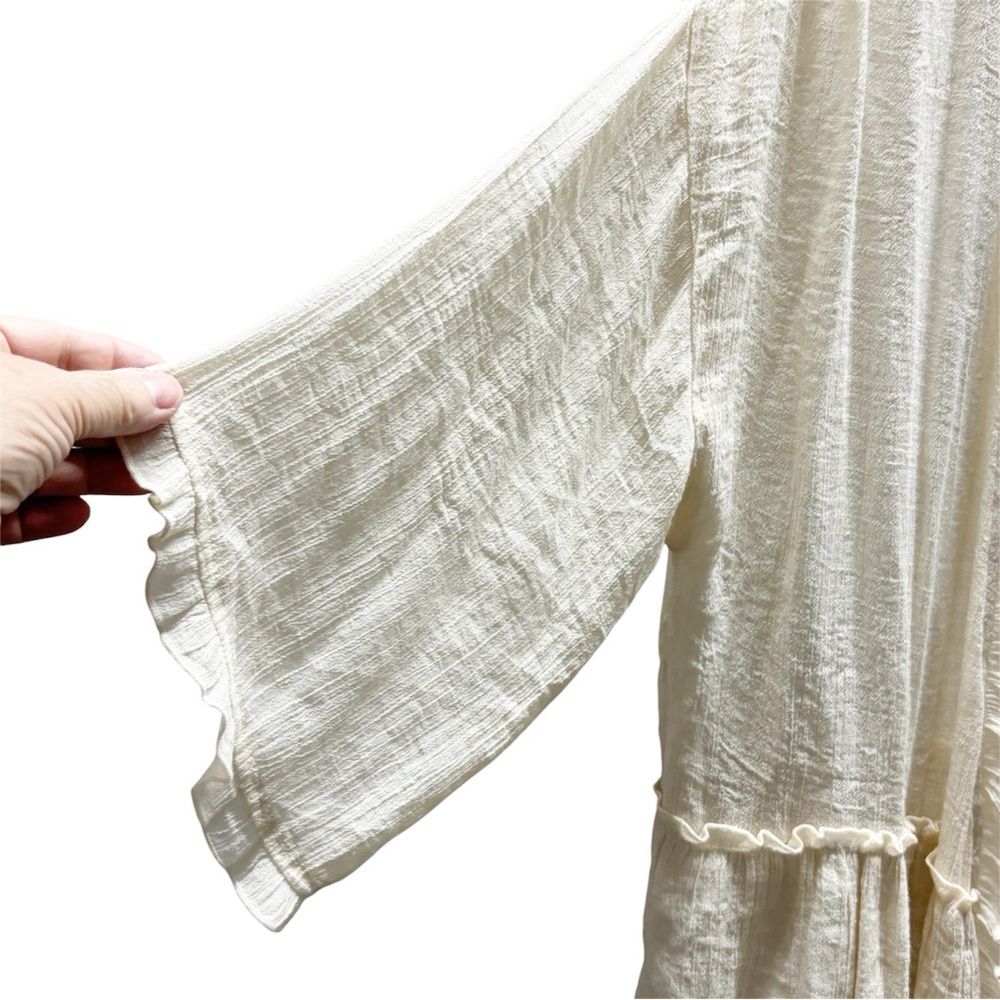 Cream Lightweight Open-Front Ruffle Duster - Women Tops - Picture 2 of 5